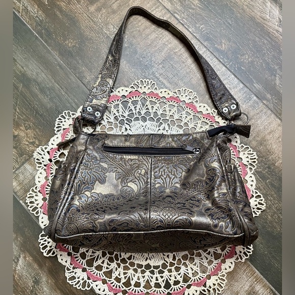Vintage Genuine Leather Tooled Shoulder Bag Boho Western Made in Mexico - Picture 5 of 5